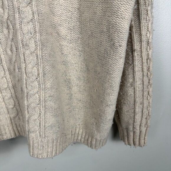 Eddie Bauer XXL Tall Wool Cashmere Womens Cardigan Beige Cable Knit Sweater - Picture 4 of 5